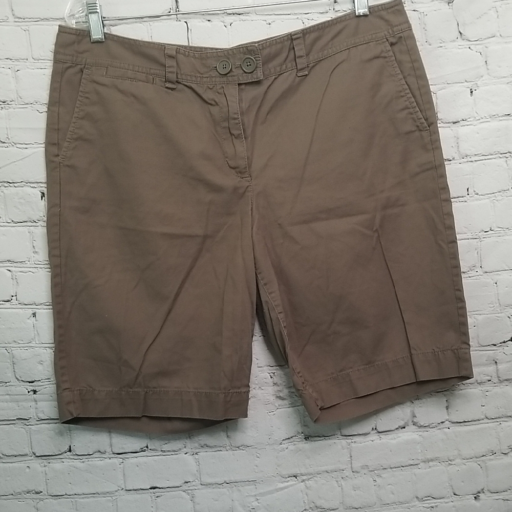 LOFT Women's Dark Tan Bermuda Shorts Size 12 Cotton